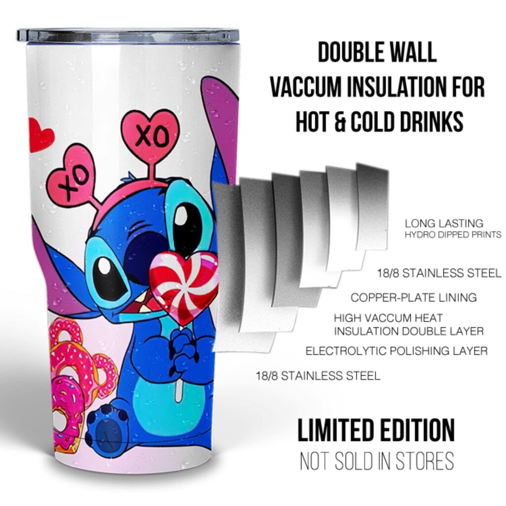 Disney tumbler valentine's stitch tumbler | stitch tumbler | disney tumbler | lilo and stitch tumbler