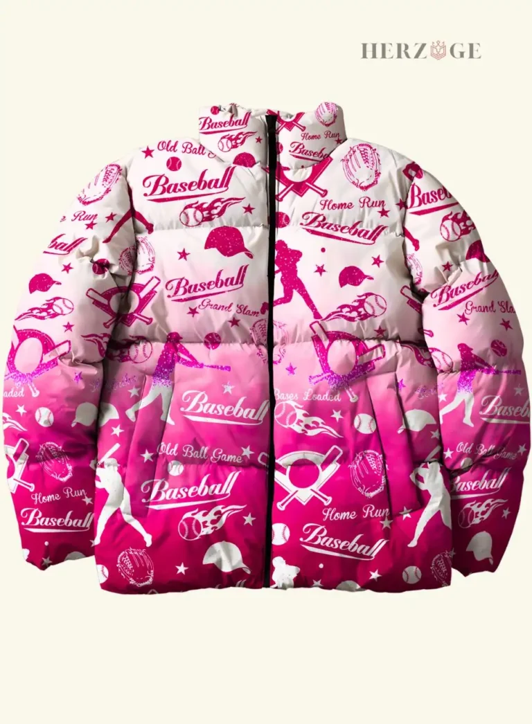 baseball puffer jacket | baseball winter jacket | baseball jacket outfit | baseball themed gift ideas | puffy baseball jacket