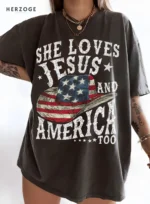 she loves jesus and america too shirt | loves jesus and america too shirt | jesus American flag shirt