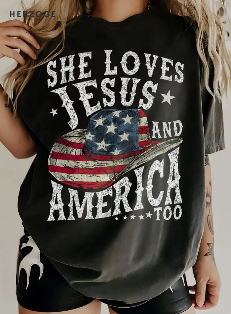 she loves jesus and america too shirt | loves jesus and america too shirt | jesus American flag shirt