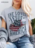 she loves jesus and america too shirt | loves jesus and america too shirt | jesus American flag shirt