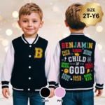 Personalized Child of God Kids Varsity Jacket – Custom Name