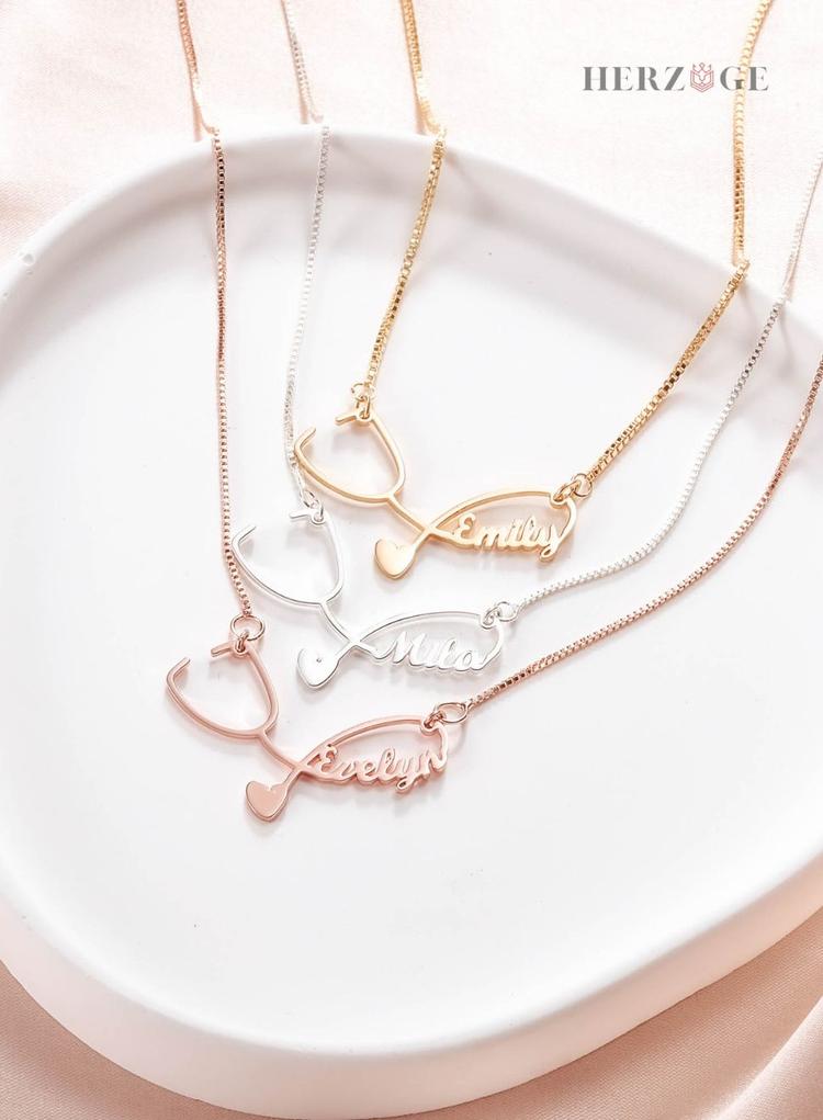 stethoscope necklace | personalized nurse gift | stethoscope necklaces | nurse jewelry gifts | rn necklace gold | nurse necklace gold | stethoscope necklace gold