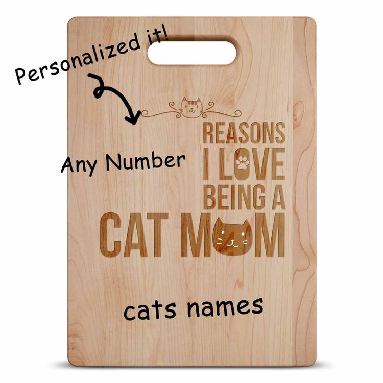 cat cutting board | cat mom | cat mom gifts | mothers day cat gifts | cat mom cutting board