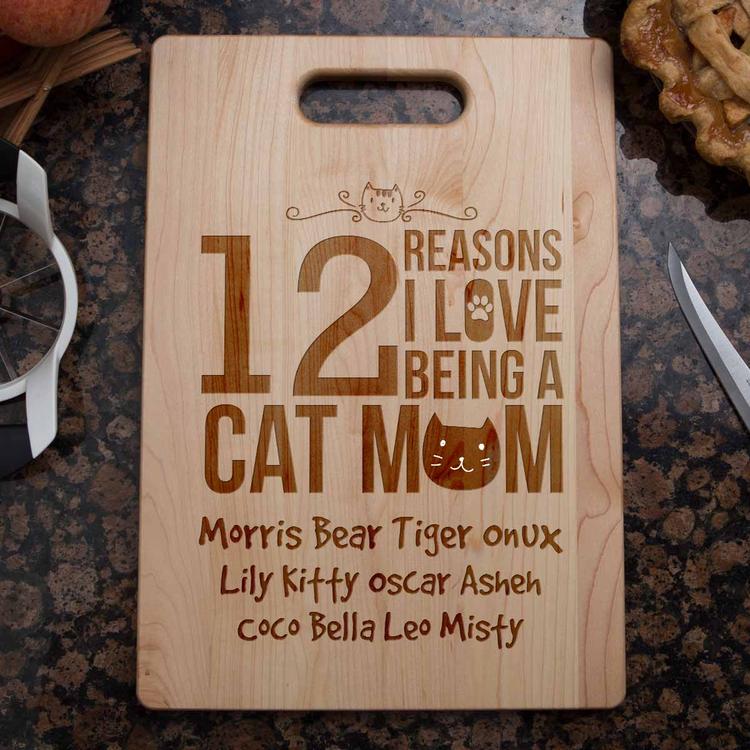 cat cutting board | cat mom | cat mom gifts | mothers day cat gifts | cat mom cutting board