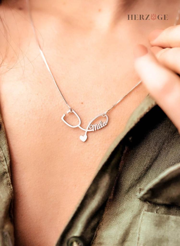 nurse necklace | necklace with stethoscope | nurses necklace with name | stethoscope necklace with name | nurse necklace with name