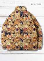 Vintage Cat Print Women Puffer Jacket