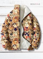 Vintage Cat Print Women Puffer Jacket